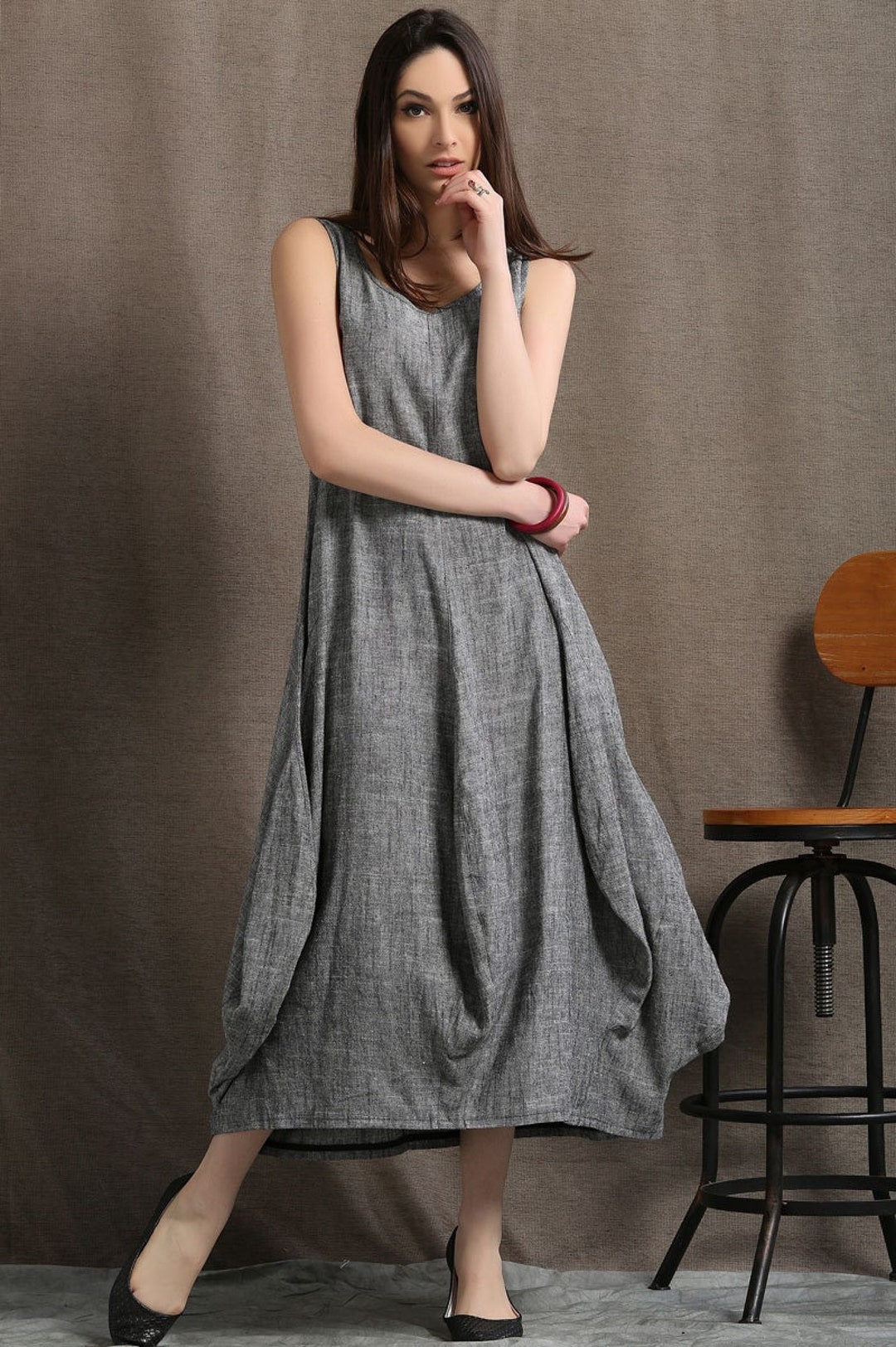 Gray Maxi Dress Linen Sleeveless Long Marl Grey Summer Dress - Etsy