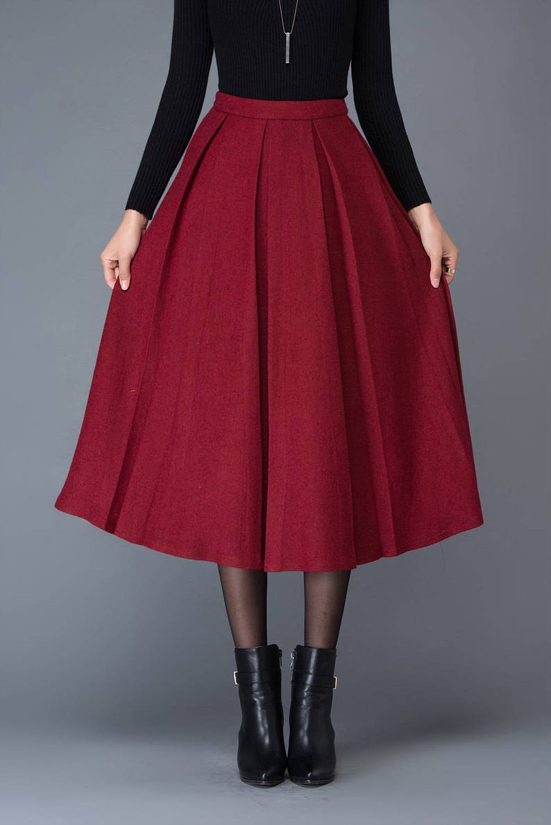 Wool skirt, Midi wool skirt, A-Line Pleated wool skirt, women skirts, Warm winter skirt, long skirt, autumn winter skirt, Ylistyle C1032 image 5