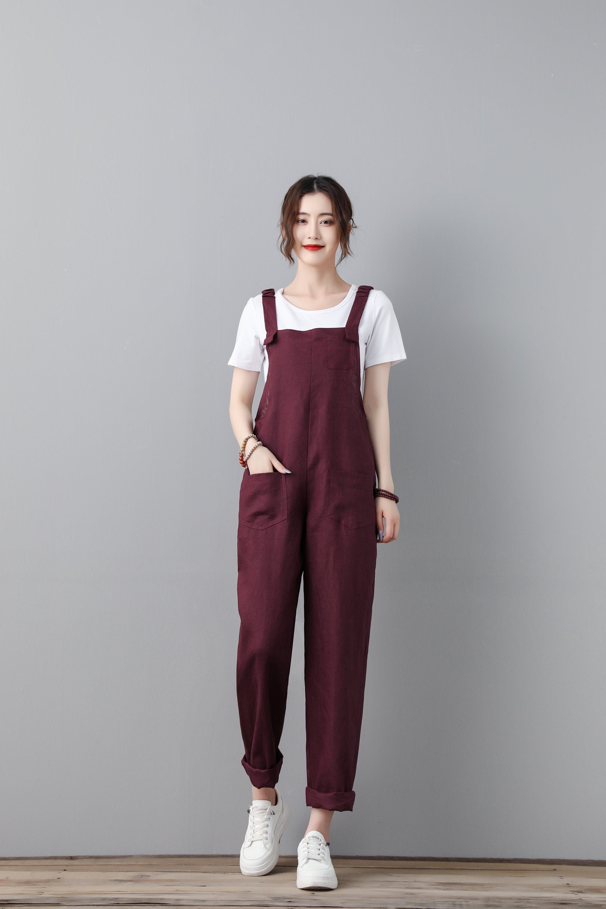 Women Organic Linen Overalls Causal Linen Jumpsuits Pants Etsy