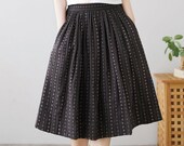 Casual outdoor skirt, Summer Women's Cotton midi skirt, Skirt with pockets, Printed skirt, A-Line skirt, Custom skirt, Ylistyle C4894