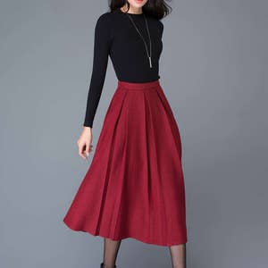 Wool skirt, Midi wool skirt, A-Line Pleated wool skirt, women skirts, Warm winter skirt, long skirt, autumn winter skirt, Ylistyle C1032 image 3