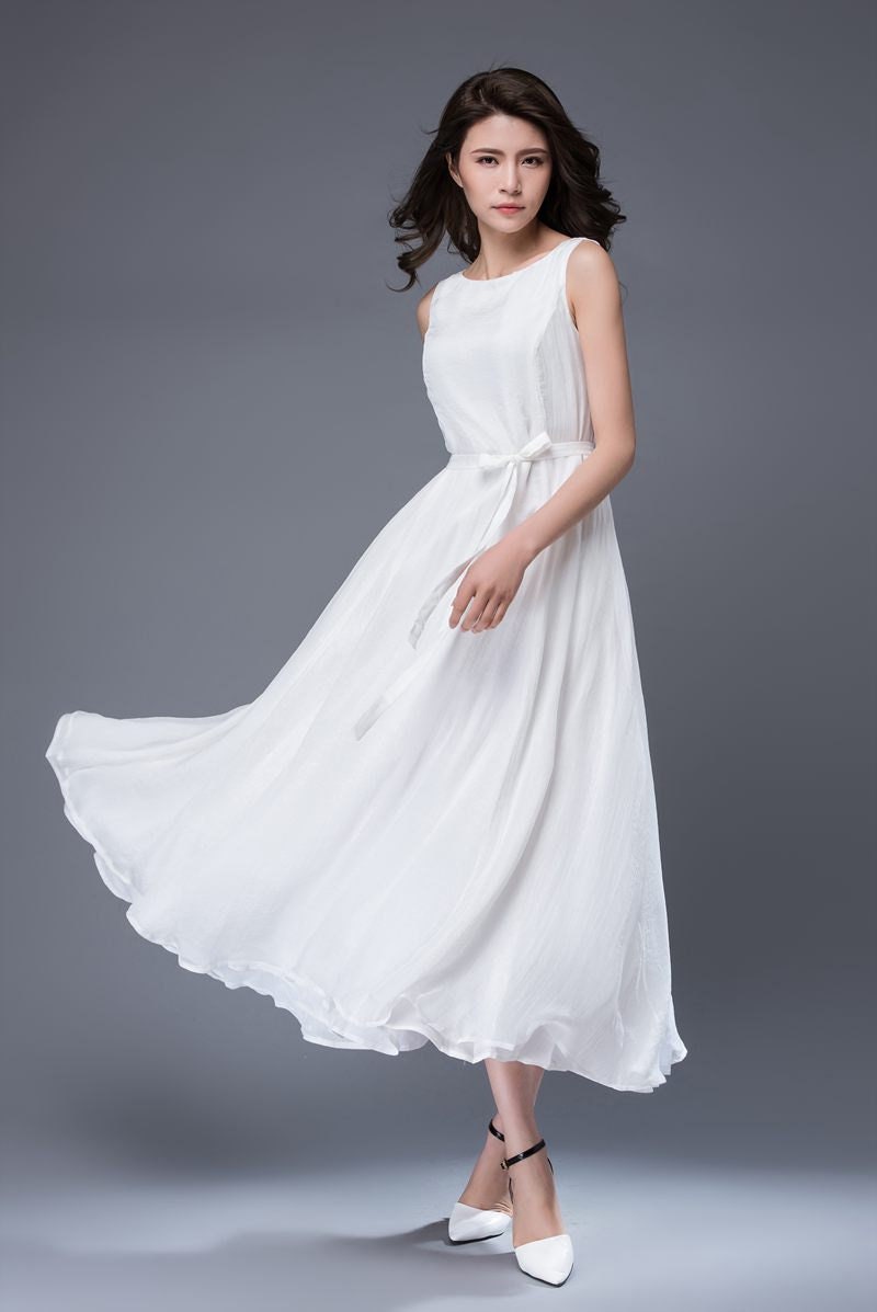 White Dress Chiffon Dress Handmade ...