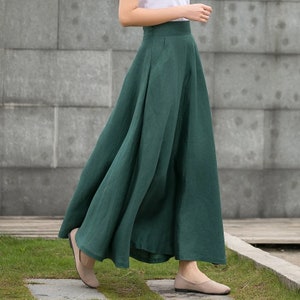 maxi linen skirt, Long Linen skirt, Linen skirt with pockets, casual Linen skirt, A Line skirt, Orange Linen skirt, Womens skirt C2790 Green