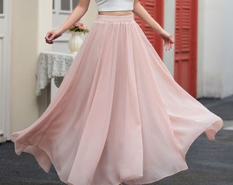 tm　yilon CHIFFON FAIRY SKIRT Elastic waist maxi swing summer chiffon skirt 5170 – XiaoLizi