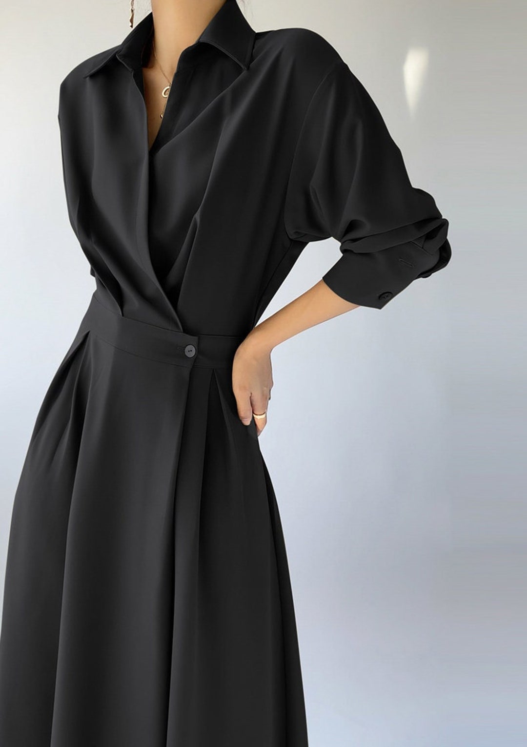 Black Midi Shirt Dress, Long Sleeve Shirt Dress, Loose Fitting Dress, Elegant Shirt Dress, Custom Dress, Handmade Dress, Ylistyle C3089 - Etsy Black Midi Shirt Dress, Long Sleeve Shirt Dress, Loose Fitting Dress, Elegant Shirt Dress, Custom Dress, Handmade Dress, Ylistyle C3089 - Etsy
