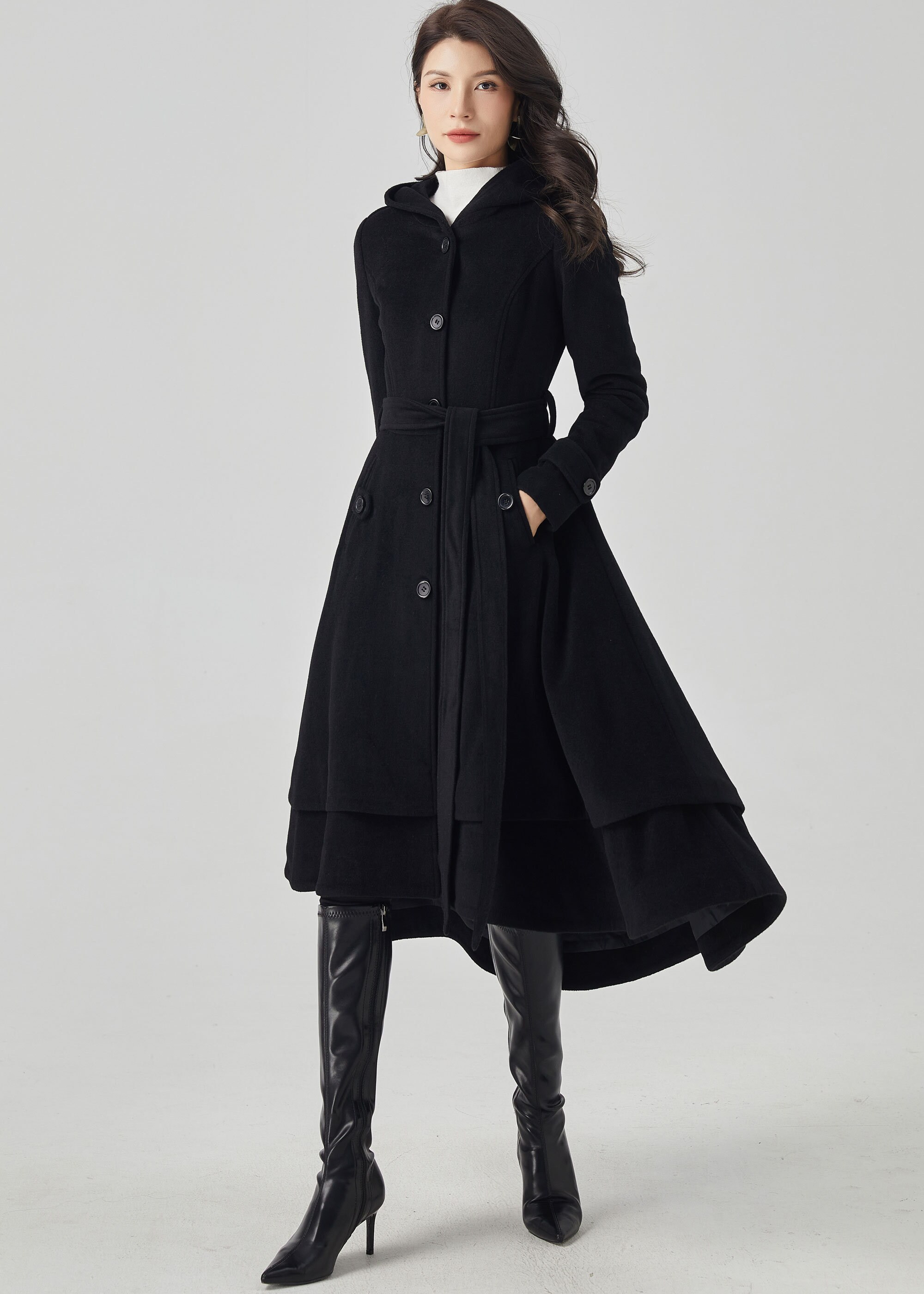 ジャケット・アウター 00s CUSTOM CULTURE zip design wool coat Vintage 1980s Black Wool Men's Zip-up Coat/ California