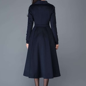 Midi wool coat, wool coat, womens winter coats, dress coat, navy blue coat, flare coat, warm coat, swing coat, made to order C1021 image 5