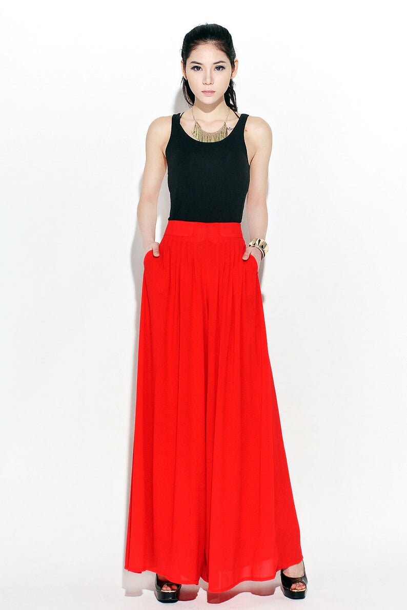 Skirt Pants, High Waisted Pants, Wide-leg Maxi Pants Women