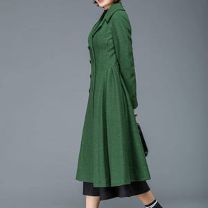 Wool coat, Long wool coat, winter coat women, womens coat, wool coat women, classic coat, green coat, double breasted coat, Ylistyle C1171 image 3