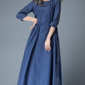Blue Maxi Linen Dress Cobalt Long Spring Summer Handmade Casual ...