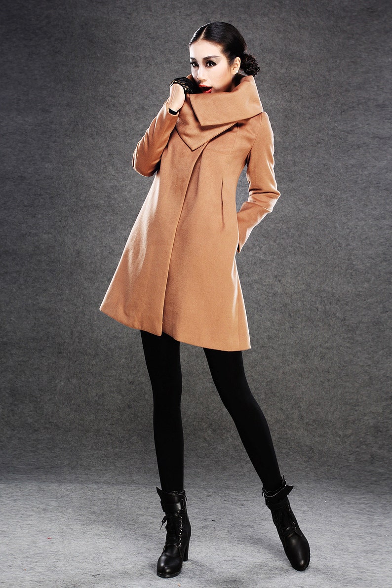 Brown Winter Coat Cashmere Wool Blend Womens Autumn Winter Etsy