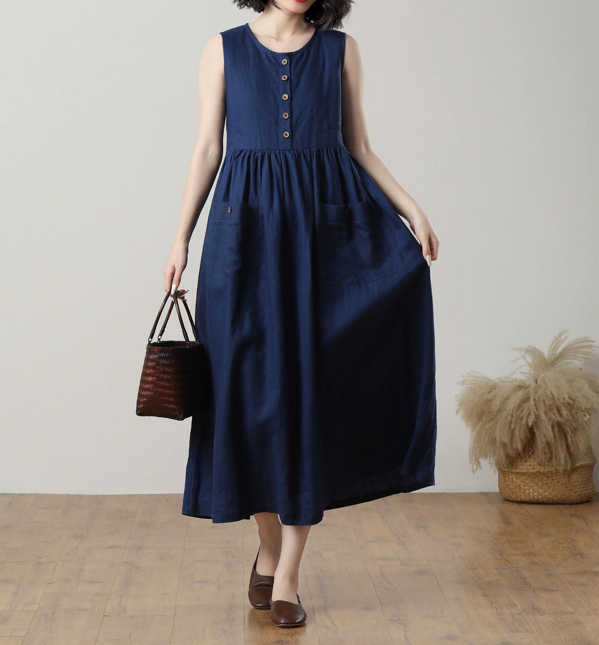 Linen Dress, Summer Linen Dress, Midi Dress, Linen Dress