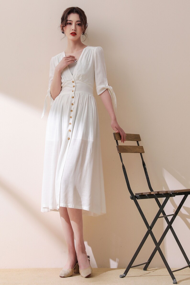 Linen Dress Deep V Neck Linen Party Dress Linen Midi Dress Etsy