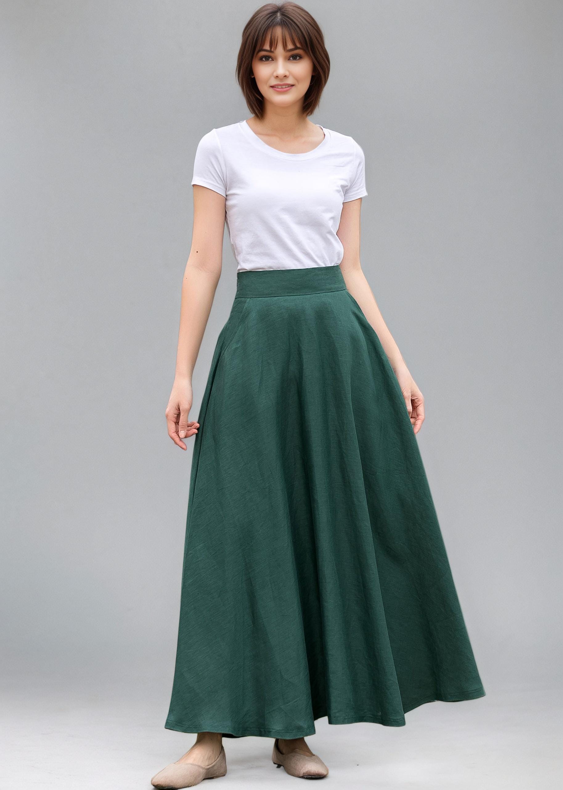 Maxi Linen Skirt, Long Linen Skirt, Linen Skirt With Pockets