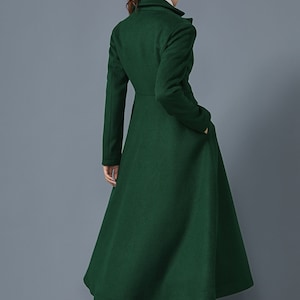 Dark green wool coat, Long wool coat, Warm winter coat, ladies coat, Womens wool coat, Wool coat with pockets, handmade coat, Ylistyle C1614 image 6