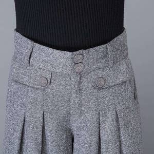 Wide Leg pants, wool pants, palazzo pants in Gray, Maxi wool pants, women's pants, Autumn winter pants, Pleated Pants, Wool clothing C1001 image 8