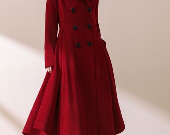 Romantic Coat, Wool Coat, Long Coat, Custom Coat, Plus Size Coat