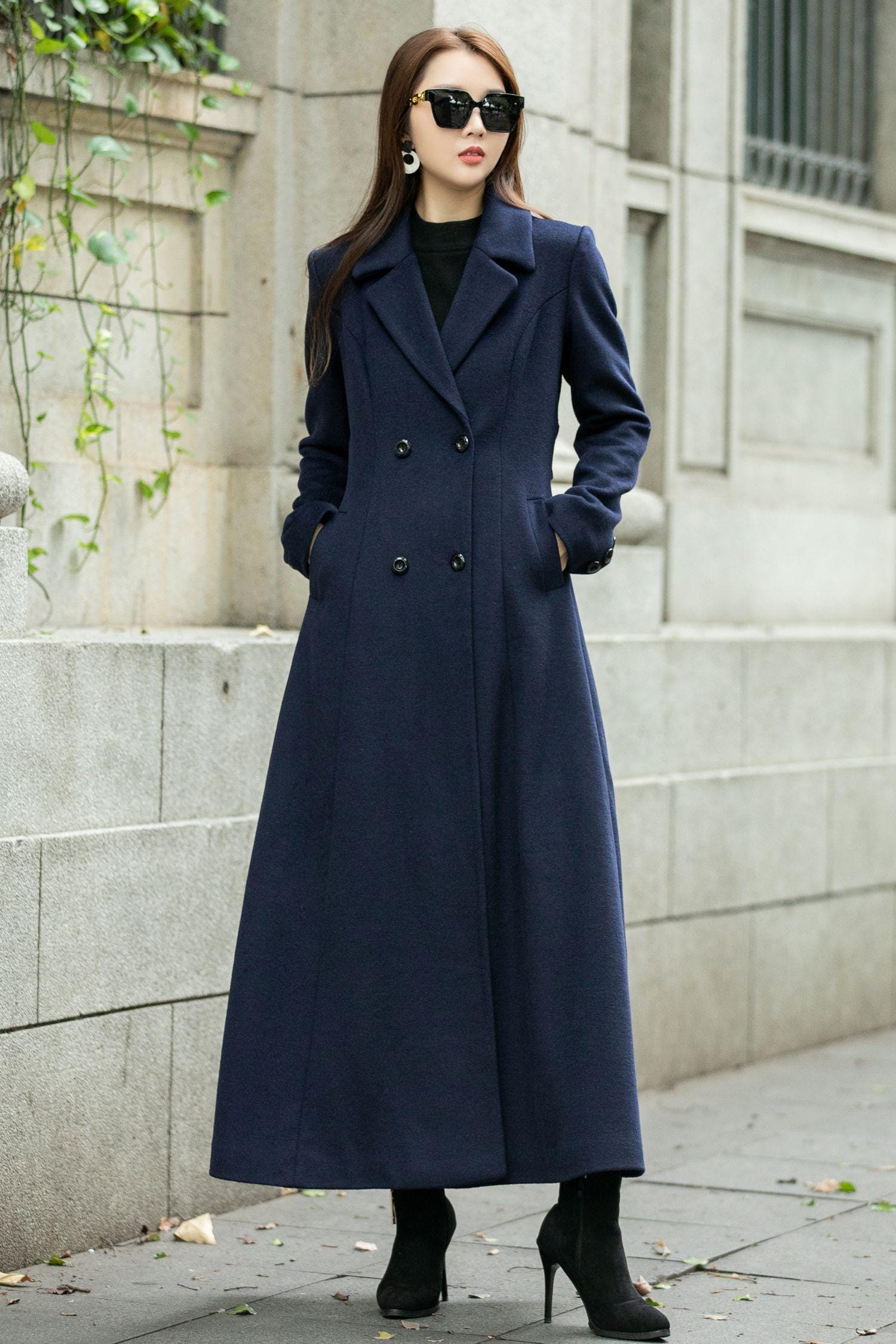 Navy Blue Wool Coat, Womens Wool Coat, Winter Coat, Maxi Navy Blue Wool Coat, Womens Wool Coat, Winter Coat, Maxi