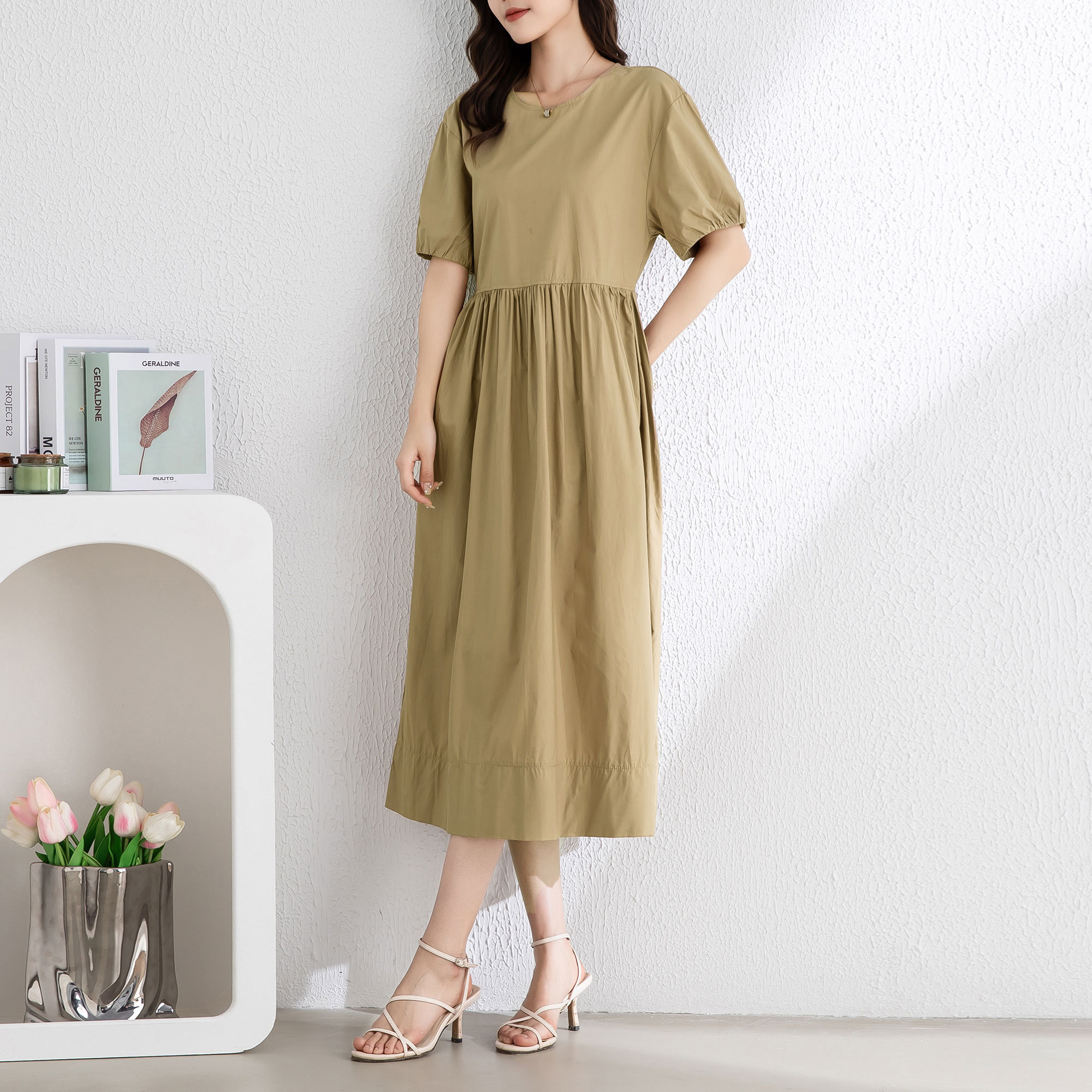 ◇ILLIGO◇ Soft shirring big back khaki Scrunchy Jumbo – BOYY – IL