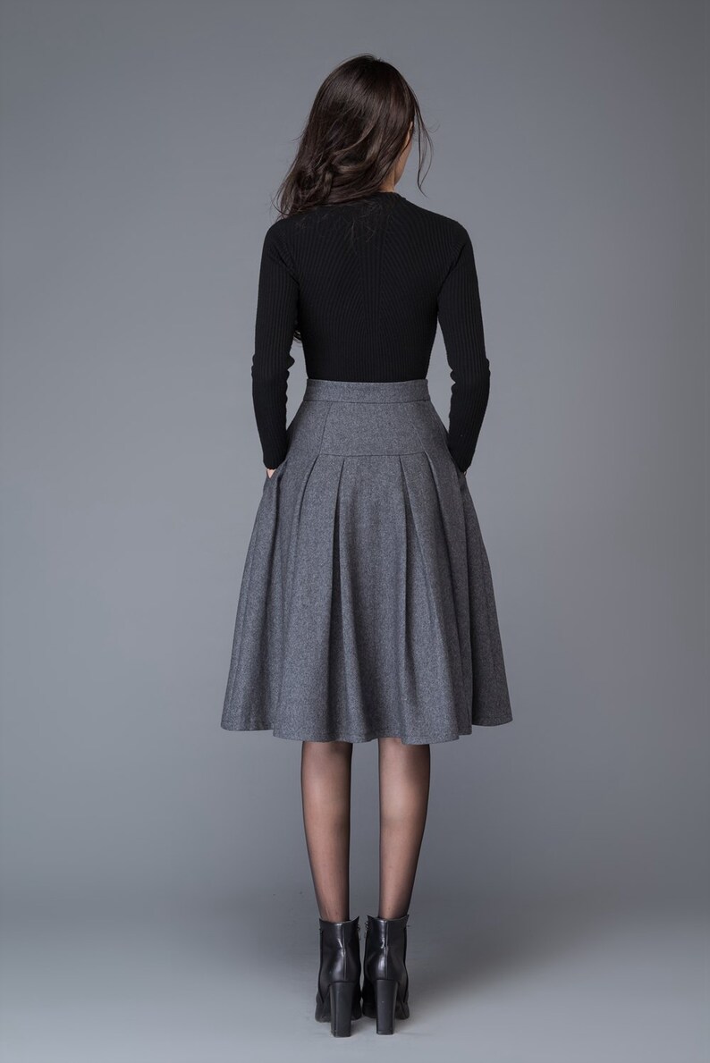Gray wool skirt winter skirt womens skirt midi skirt gray image 4
