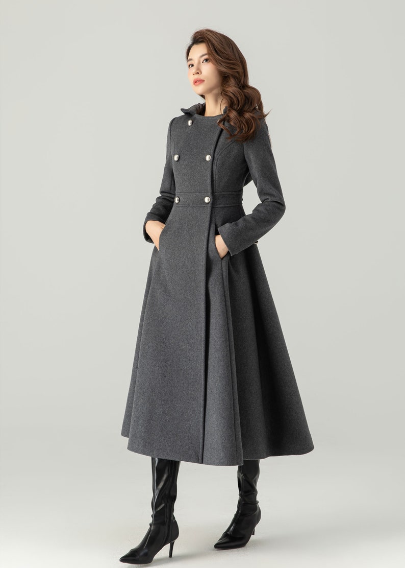 Long Wool Coat, Hooded Wool Coat, Winter Wool Coat, Womens Coat, Long Dress Coat, Double Breasted Coat, Custom Coat, Ylistyle C3704 image 6
