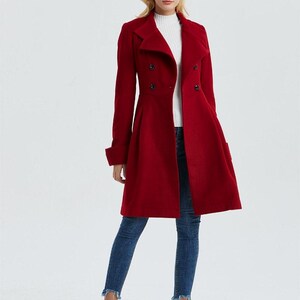Red wool coat, wool coat women, military coat, winter coat women, women coat, Modern wool coat, Warm winter coat, Custom coat C1329 image 7