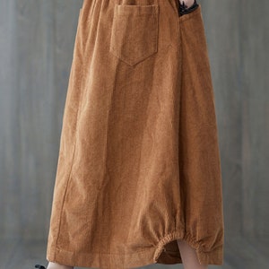 Brown Corduroy Skirt, Maxi Corduroy skirt, Autumn winter Corduroy Skirt, Casual Corduroy Skirt, Plus size Corduroy Skirt with Pockets C1820 image 7