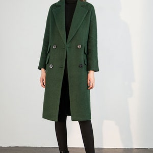 Wool coat, Green Long Wool Coat, Warm Winter Coat Women, Relaxed Fit Coat, Oversized Wool Coat, Wool Jacket, Custom Ylistyle coat C1763 image 7