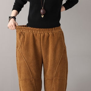 Winter Slacks Corduroy pants, Retro Thicken Corduroy Pants, women Loose Pants, Brown pants, Handmade Pants, Ylistyle C1812 image 6