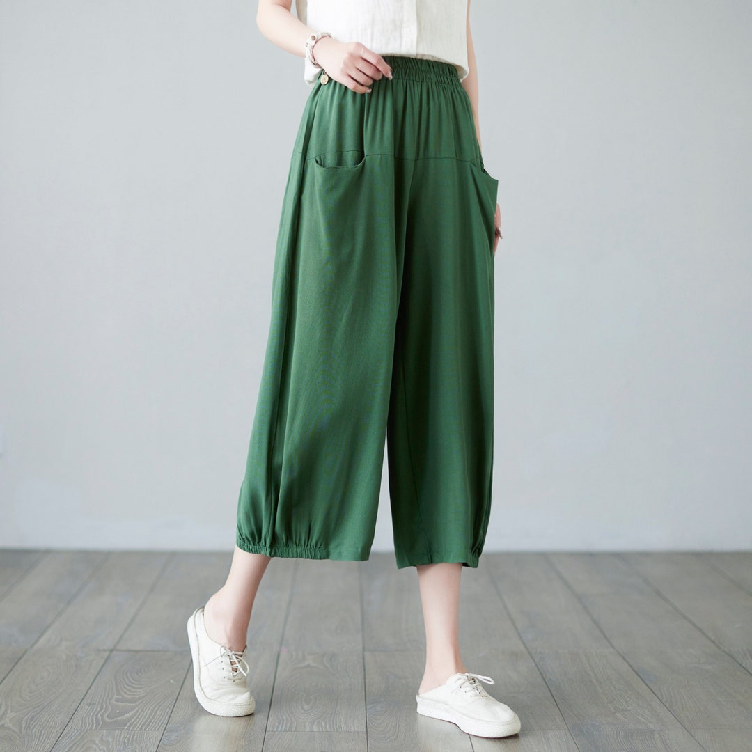 Gaucho Pants for Women/gaucho Pants in Green/ Casual Trouser Etsy