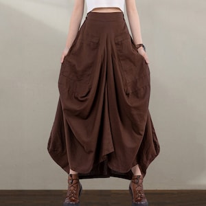 Linen skirt, Maxi Linen Skirt, Asymmetrical Linen skirt, Long Linen skirt, summer skirt, brown linen skirt, Women skirt, handmade skirt C062