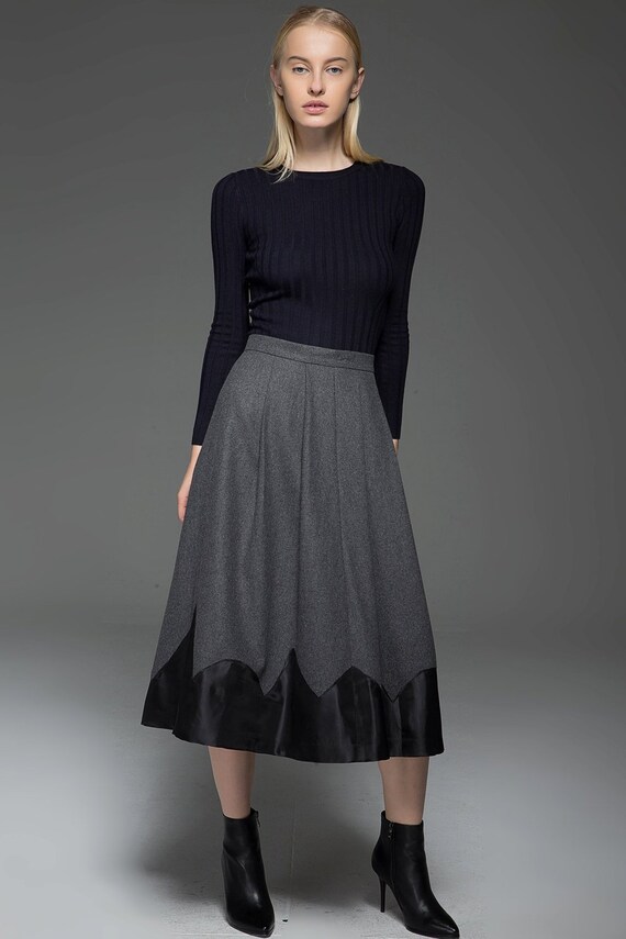gray skirt wool skirt womens skirts pleated skirt winter | Etsy