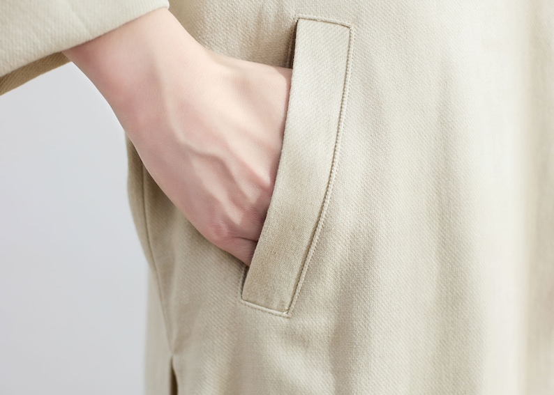 Linen Coat, Long Linen Coat, Linen Long Cardigan Jacket, Women Long Coat, Beige Oversized Cardigan, Custom linen coat, Women Coat C2682 image 7