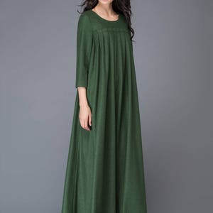 Green Dress Wool Dress Winter Dress Maxi Dress Womens - Etsy