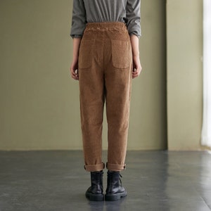 Brown Corduroy Pants, High waist Corduroy Pants women, Loose pants, Casual Corduroy pants, plus size pants, Custom pants C2432 image 3