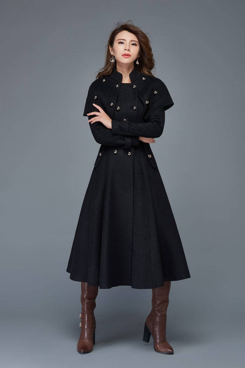 Black wool princess coat Clearance