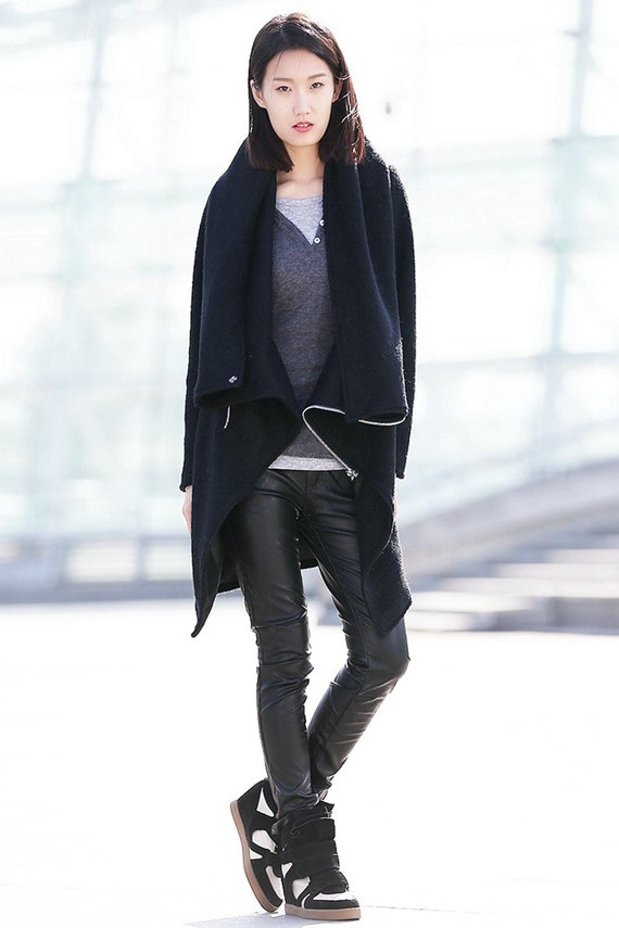 Handmade Asymmetrical Hem Wool Winter Coat with Layered Detailing 0703# Handmade Asymmetrical Hem Wool Winter Coat with Layered Detailing 0703#