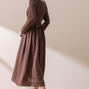 Linen Dress Women's Long Sleeve Linen Midi Dress in - Etsy