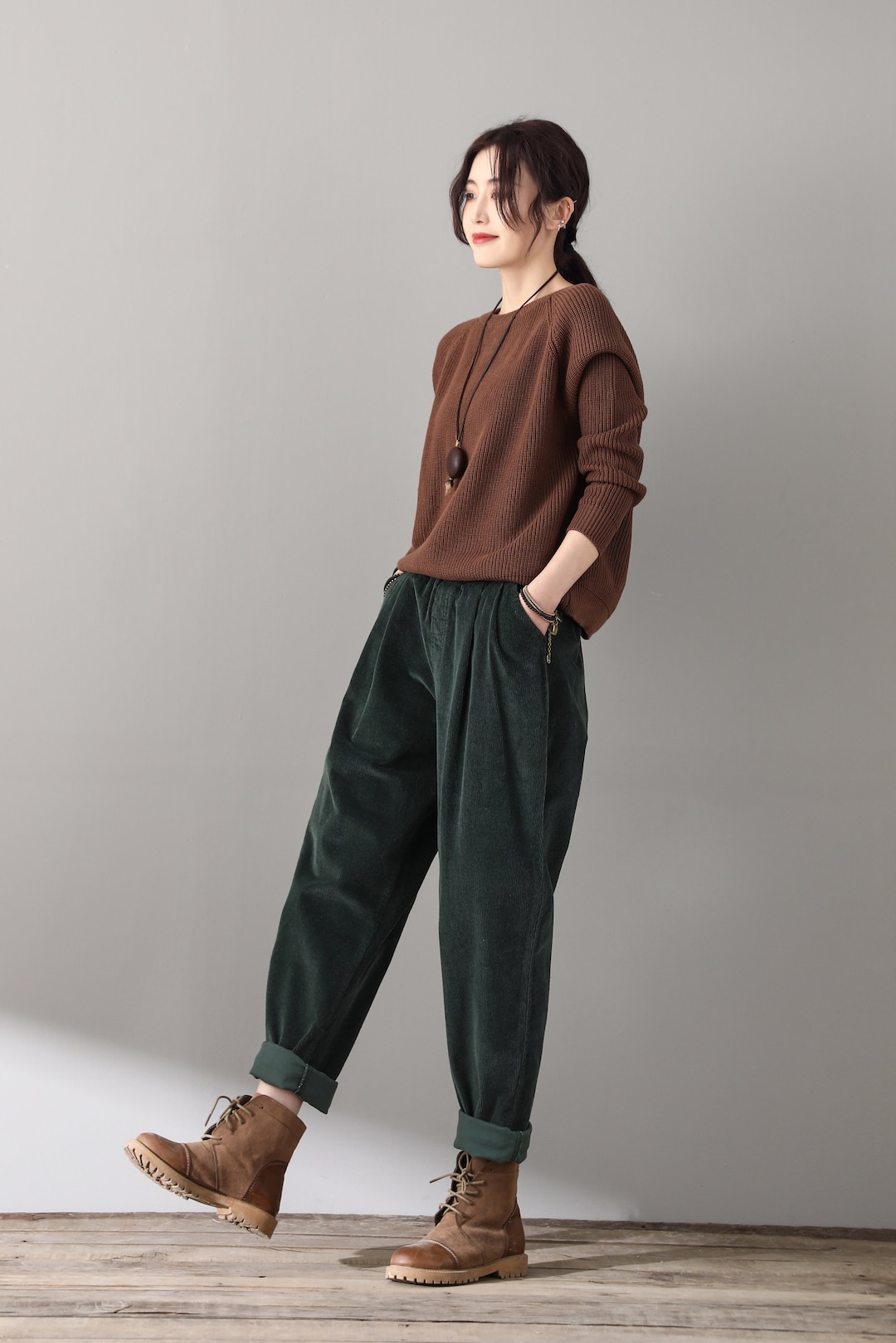 Winter Warm High Waist Casual Loose Trouser Pants For Women Thicken Jogger  Pockets Sweatpants Cargo Pants Ladies Warm Baggy Harem Trousers 