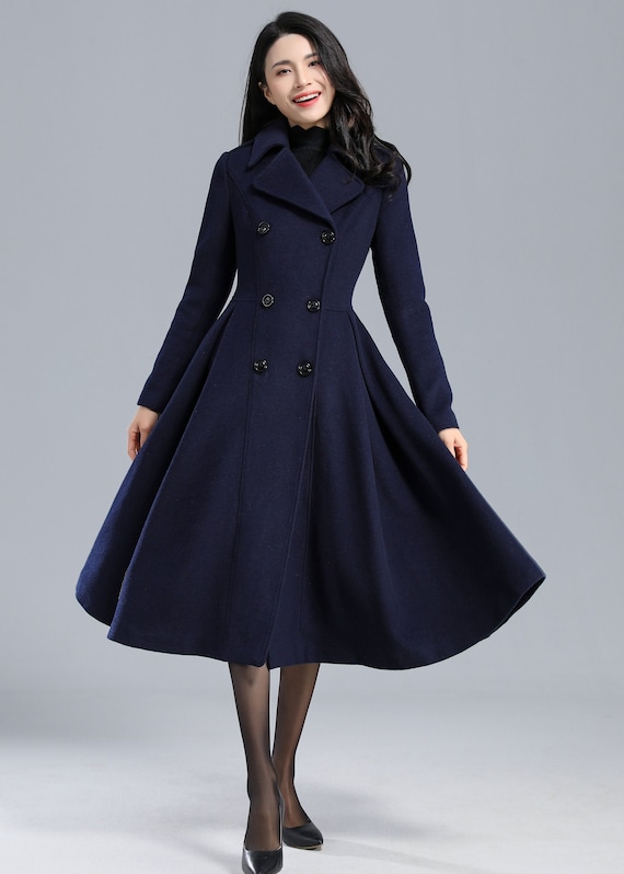 Blue Princess Wool Coat, Winter Coat Women, Trench Coat Women, Swing Coat  Dress, Fall Winter Outwear, Custom Coat Ylistyle C2461 