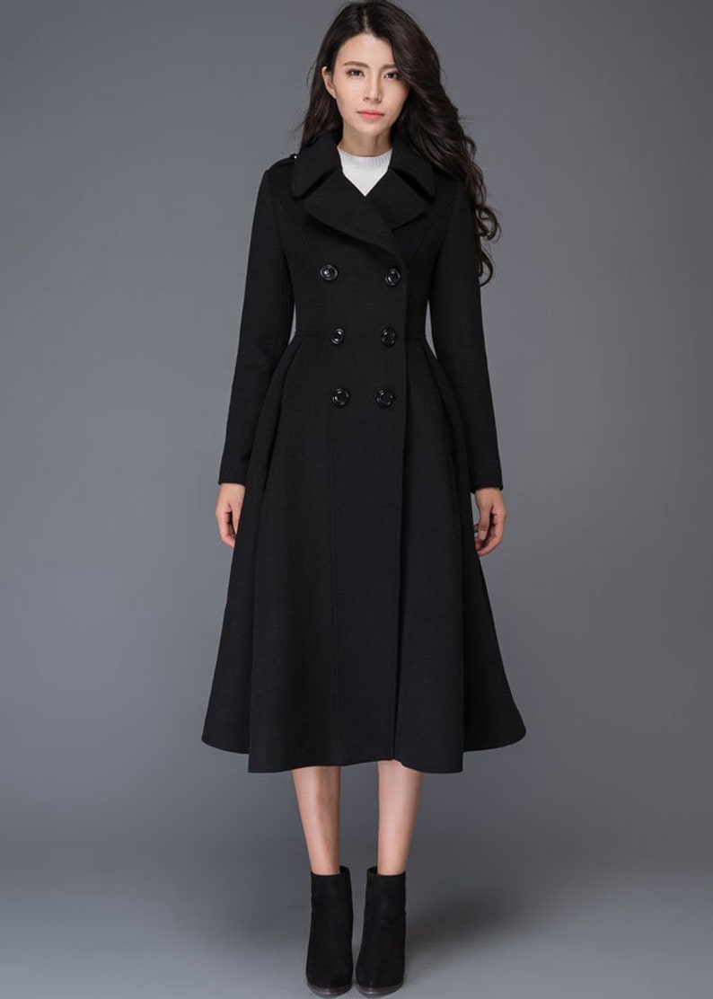 Wool Coat Black Coat Swing Coat Long Coat Long Coat Dress - Etsy