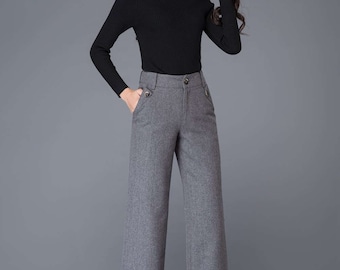 Buy Gray Wool Pants, High Waisted Pants, Maxi Pants, Wool Pants, Wide Leg  Pants, Womens Pants, Formal Pants, Work Pants, Office Pants C1000 Online in  India 