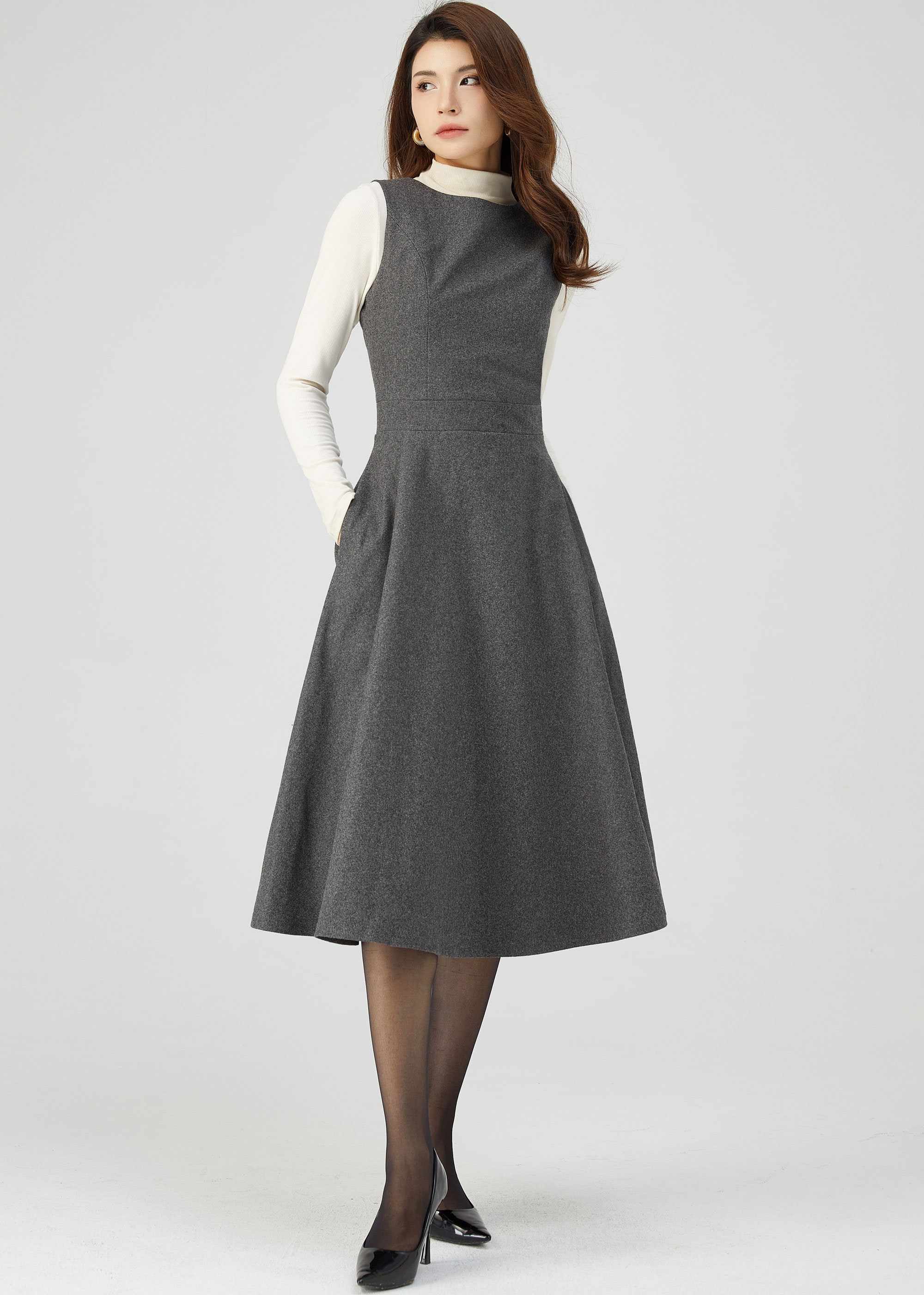 Winter Woolen Midi Dress Wool Pinafore Dress, Gray Wool Dress, Sleeveless  Wool Dress, Midi Wool Dress, Winter Dress Women, Womens Dresses, Handmade  Dress C3546 Canada