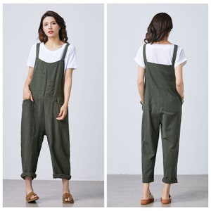 Linen Overalls Women, Linen Jumpsuits, loose fit Overalls, Harem pants Overalls, Maternity Overalls with pockets, Ylistyle C1688