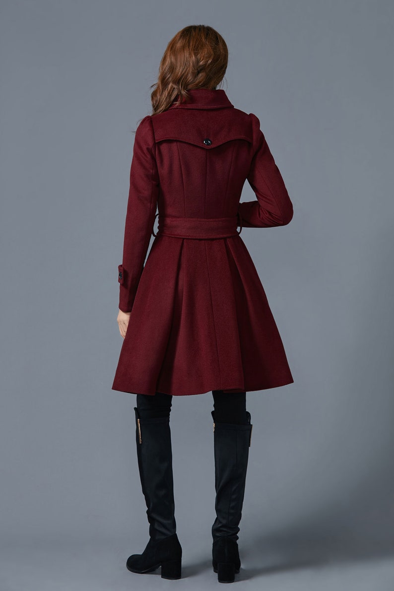 Wine Red Coat Wool Coat Winter Coat Ladies Coat Double - Etsy