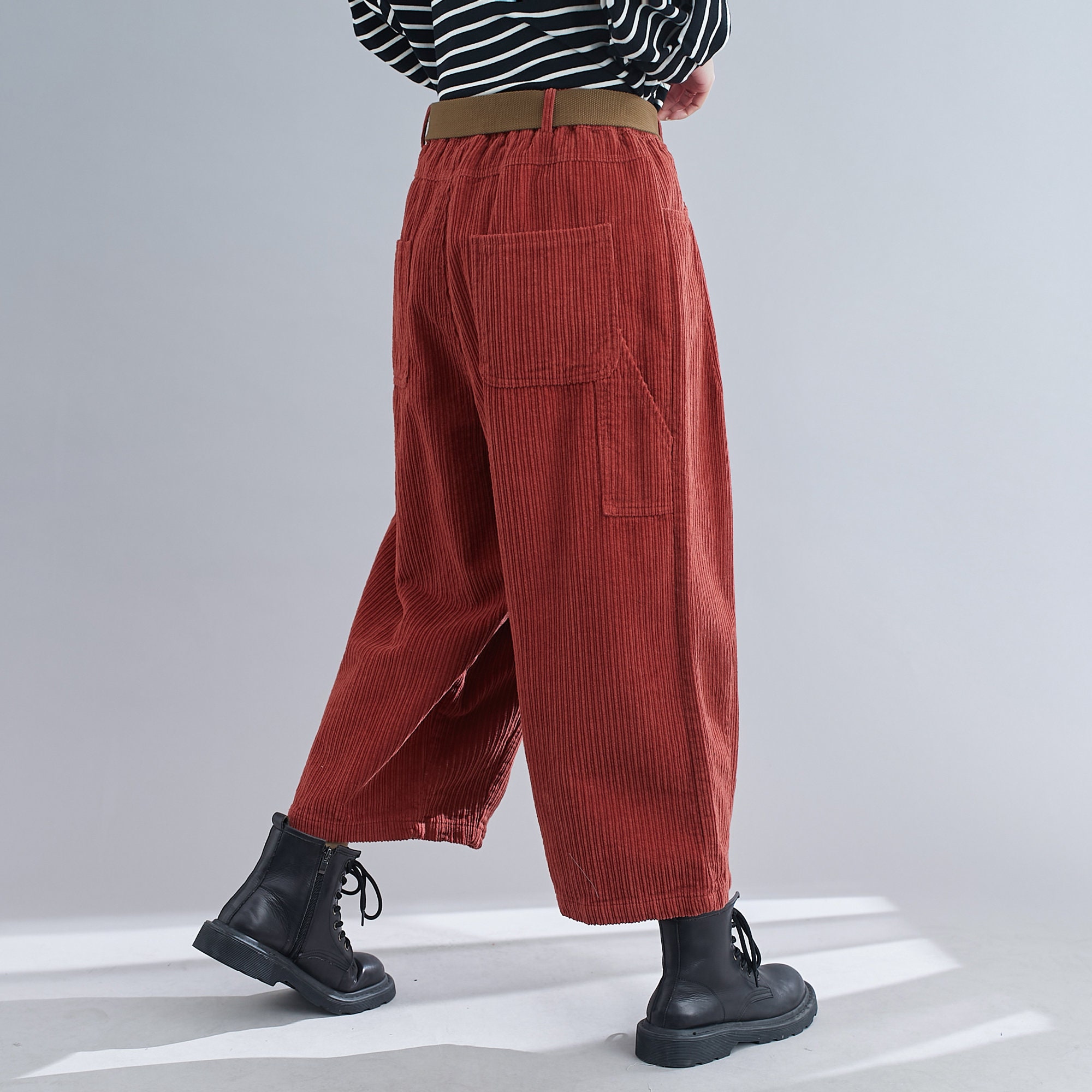 Women Corduroy Loose Trousers Vintage Pleated Corduroy Pants | Etsy