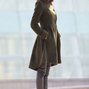 Green coat, winter coats for women, winter coat, coat, jacket, wool coat, Asymmetrical coat, womens coats, army green coat, coats C178 image 7
