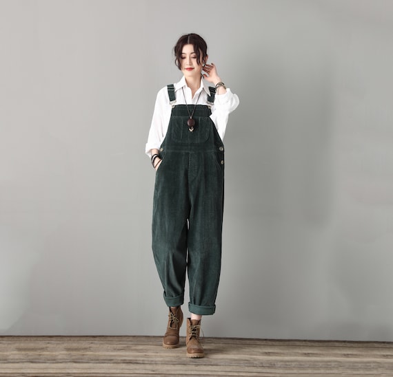 Womens Corduroy Overalls Green Overalls 