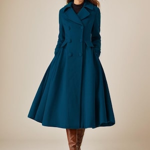 Double Breasted Wool Coat for Winter, Women's Gray Wool Coat