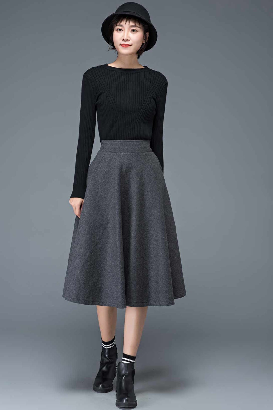 Wool Skirt Wool Midi Skirt Flare Skirt Swing A Line Skirt - Etsy